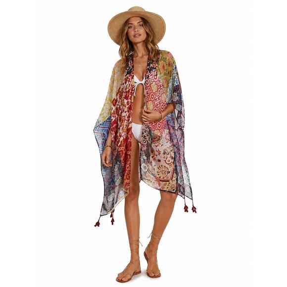 Moss Rose Jackets & Blazers - Moss Rose Womens Kimono Cover Up Gauze Cotton Colorful Summer Boho Festival